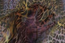 Šifon fialový, zvířecí vzor š.145