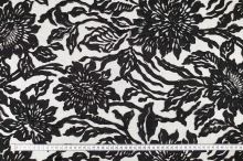 Vyšívaný tyl černý, květy a lístky, š.135