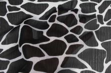 Šifon černo-bílý vzor žirafa š.150