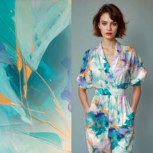 Úplet B0297, aqua abstrakt, š.155