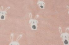 Fleece svetle marhuľový, biely zajačik, š.145