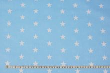 Bavlněné plátno světle modré, bílé hvězdy, š.160