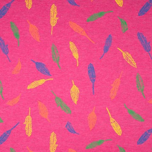Úplet růžový, melanž, barevná pírka, š.155