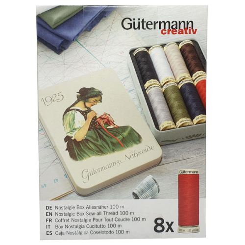 Nite Gütermann 640950, sada 8 špuliek v darčekovej kovovej krabičke