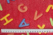 Fleece červený, barevná písmena š.145