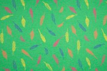 Úplet zelený, melanž, barevná pírka, š.155