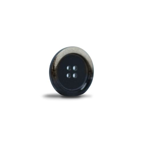 Gombík 20mm, čierny s béžovým okrajom, lesklý