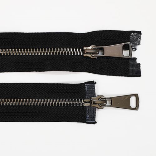 Zip kovový 6mm tmavý nikel, dĺžka 95cm (obojstranný)