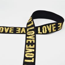 Guma čierna, zlatý nápis LOVE, 40mm