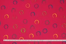 Softshell růžový, barevné kruhy, š.145