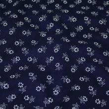 Bavlna modrá, bílé květy, š.135