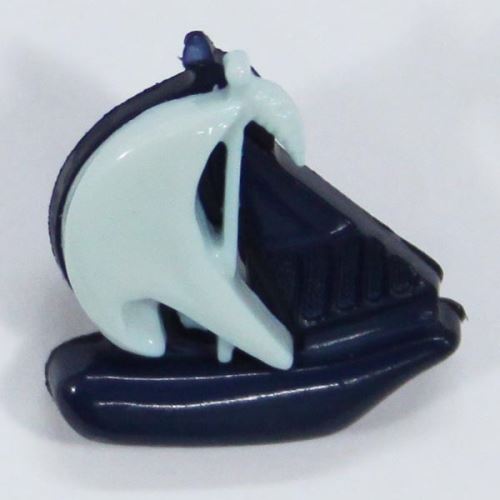 Knoflík dětský modrý, plachetnice, 18 mm