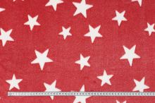 Fleece červený, biele hviezdy, š.150