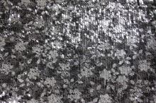 Flitry černo-stříbrné květy š.130