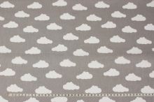 Bavlněné plátno šedé, bílé mraky, š.160