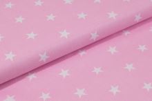 Bavlněné plátno růžové, bílé hvězdy, š.160