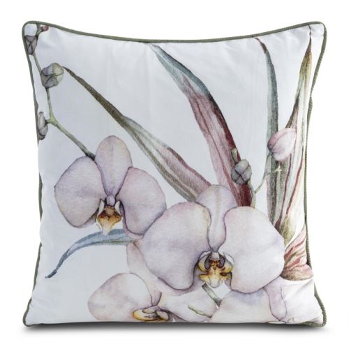 Povlak na polštář VELVET 45x45 cm s paspulí -  orchideje
