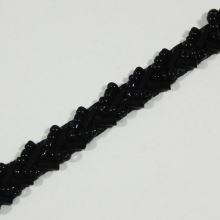 Stuha čierna s rokajlovou výšivkou š.0,6 cm