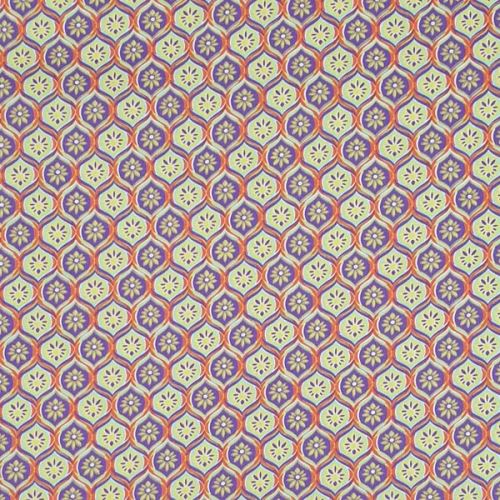 Bavlněný satén, mintovo-fialový marocký vzor, š.145