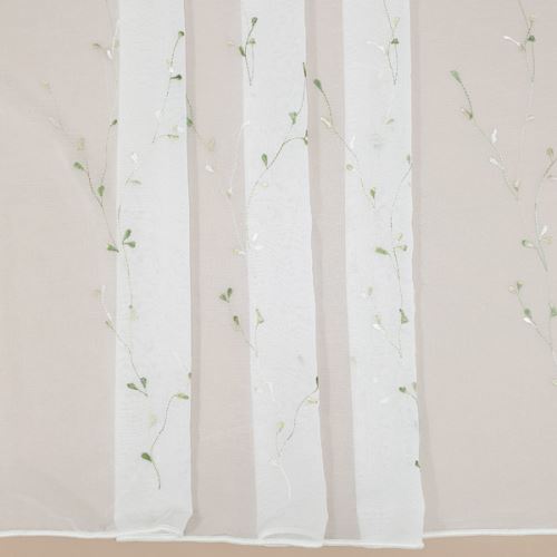 Záclona, vyšívané zelené větvičky, v.290cm