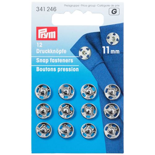 Našívacie patentky Prym strieborné, 11 mm