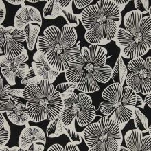 Úplet černobílý, velké květy, š.150