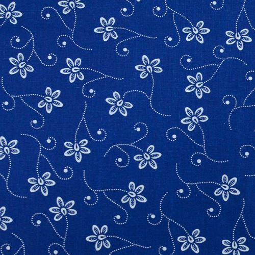 Bavlněné plátno P0958 royal, bílý květinový motiv, š.140