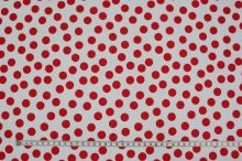 Bavlna bílá, červené puntíky, š.145