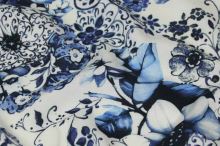 Šatovka bílo-modrá, květovaný vzor, š.140
