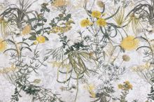 Dekoračná látka biela, žlté kvety, š.150