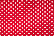 Úplet 21686 červený, bílé puntíky, š.150
