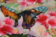 Úplet barevní motýlci a růžové květy, š.160